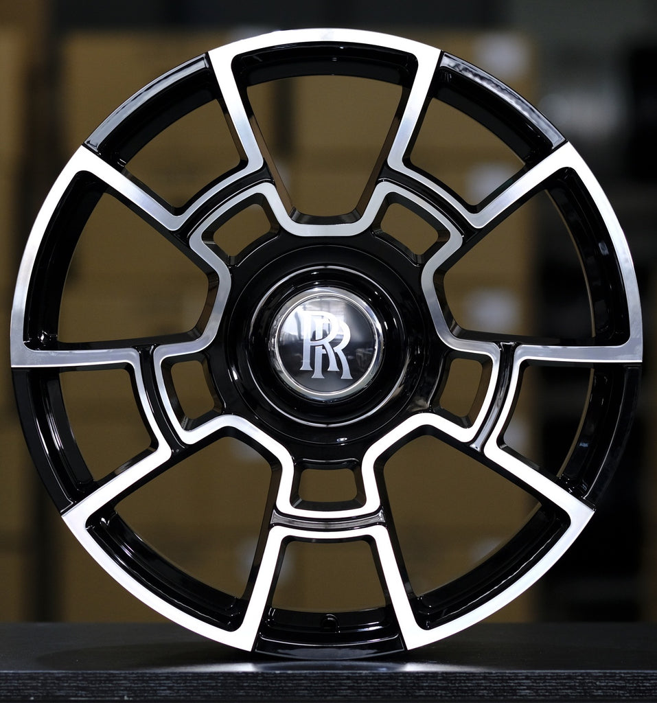 21" Rolls Royce Monoblock Forged Staggered Gloss Black Machined Wheels for Rolls Royce Ghost / Phantom / Cullinan Fitment