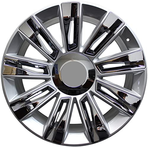 24" Platinum Silver with Chrome Inserts ;Rims for All Cadillac Escalade ESV EXT Models