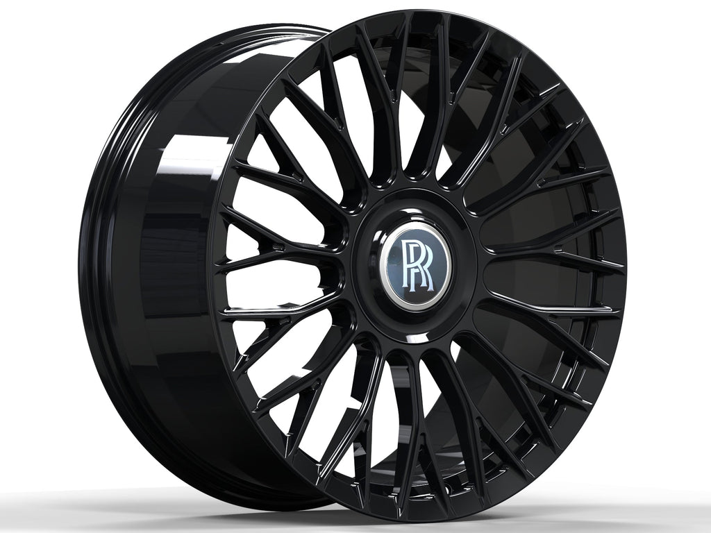 22” Rolls Royce Monoblock Forged Staggered Gloss Black Wheels for Rolls Royce Ghost / Phantom / Wraith Fitment