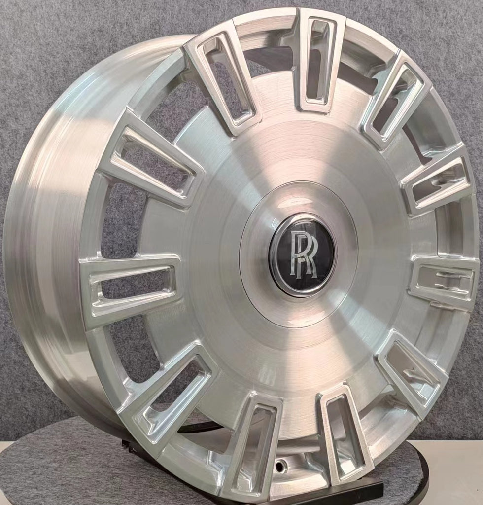 22” Rolls Royce Monoblock Forged Staggered Brushed Silver Wheels for Rolls Royce Ghost / Phantom / Cullinan Fitment