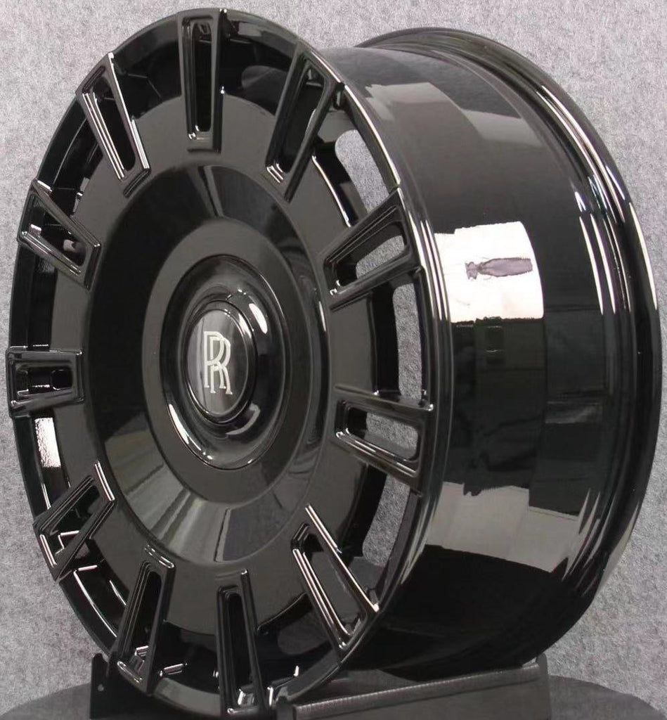 22” Rolls Royce Monoblock Forged Staggered Gloss Black Wheels for Rolls Royce Ghost / Phantom / Cullinan Fitment