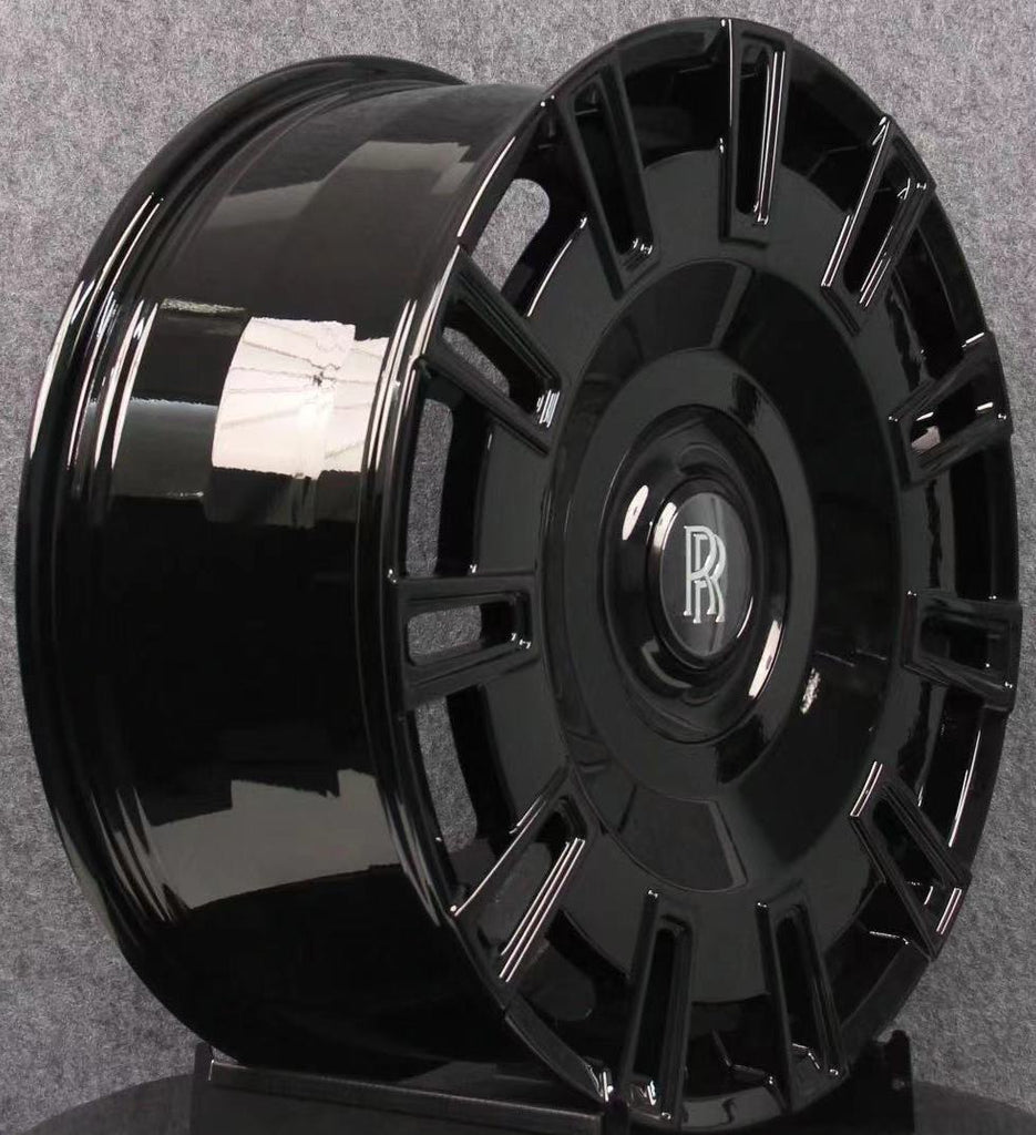 22” Rolls Royce Monoblock Forged Staggered Gloss Black Wheels for Rolls Royce Ghost / Phantom / Cullinan Fitment