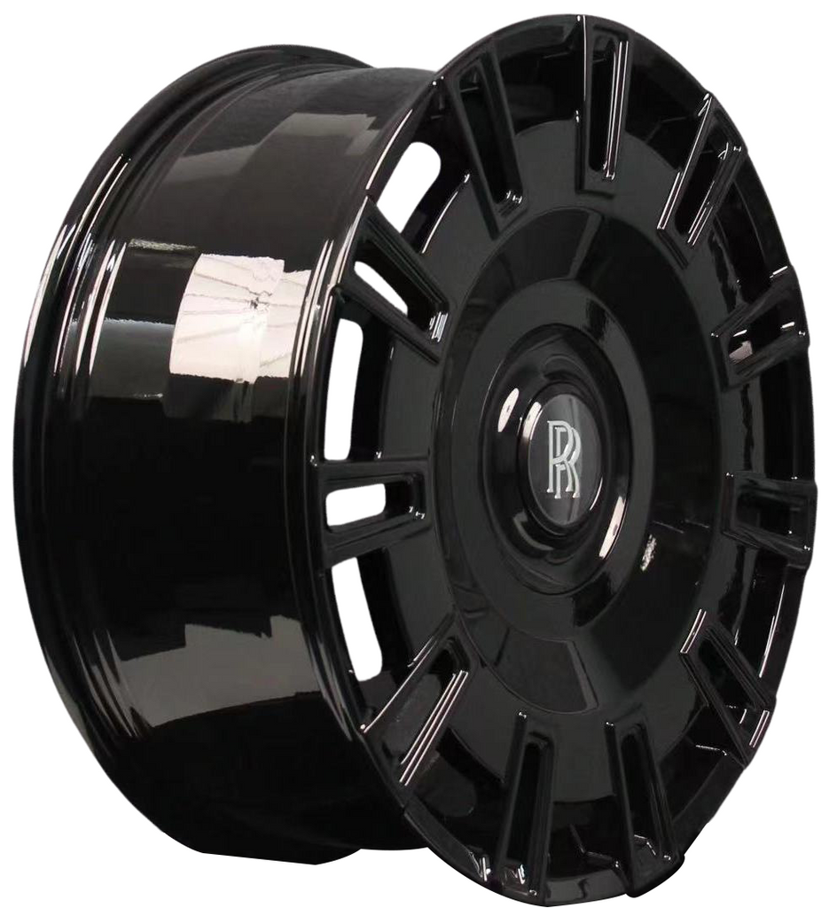 22” Rolls Royce Monoblock Forged Staggered Gloss Black Wheels for Rolls Royce Ghost / Phantom / Cullinan Fitment