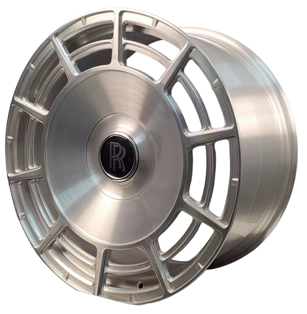 22”  Rolls Royce Monoblock Forged Staggered Silver Brushed  Custom Wheels for Rolls Royce Ghost / Phantom / Cullinan Fitment