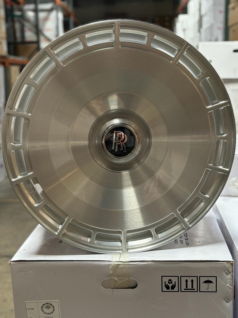 24” Rolls Royce Monoblock Forged Brushed Silver Wheels for Rolls Royce Ghost / Phantom / Cullinan Fitment