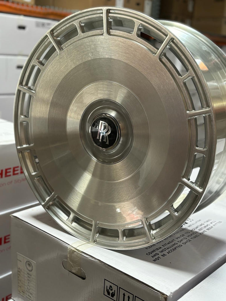 24” Rolls Royce Monoblock Forged Brushed Silver Wheels for Rolls Royce Ghost / Phantom / Cullinan Fitment