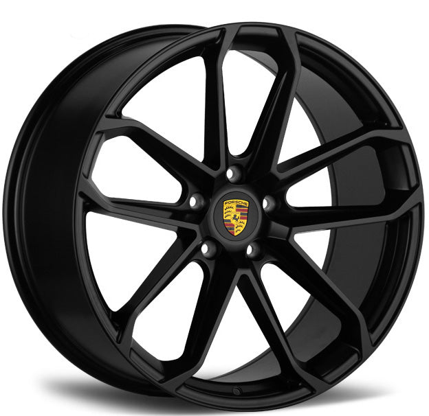 22 inch gloss black forged wheel for Porsche Cayenne / Panamera - front view