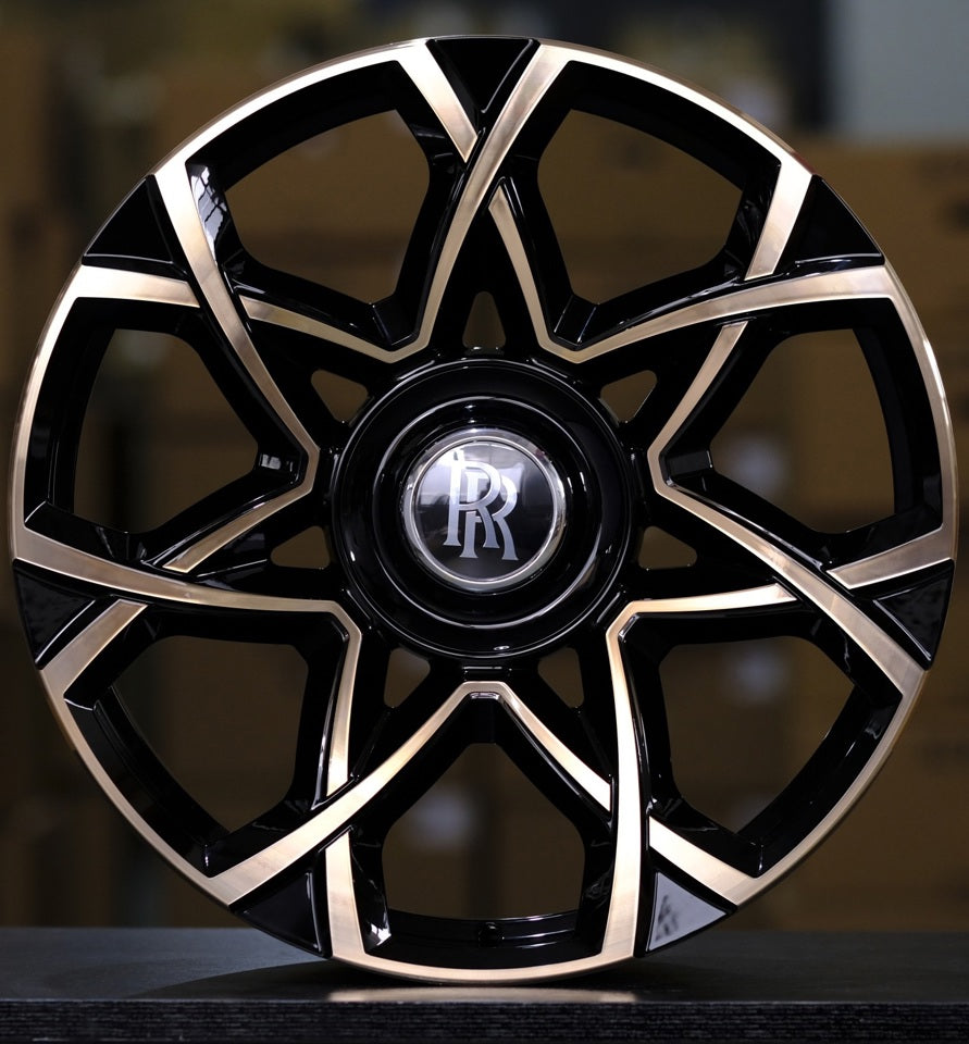 22” Rolls Royce Monoblock Forged Staggered Black with Bronze Face Wheels for Rolls Royce Ghost / Phantom / Cullinan Fitment
