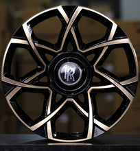 Load image into Gallery viewer, 22” Rolls Royce Monoblock Forged Staggered Black with Bronze Face Wheels for Rolls Royce Ghost / Phantom / Cullinan Fitment