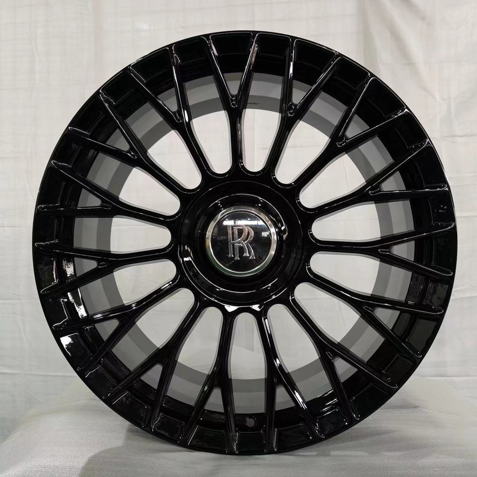 22” Rolls Royce Monoblock Forged Staggered Gloss Black Wheels for Rolls Royce Ghost / Phantom / Cullinan Fitment