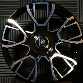 21” Rolls Royce Monoblock Forged Staggered Gloss Black Wheels for Rolls Royce Ghost / Phantom / Cullinan Fitment